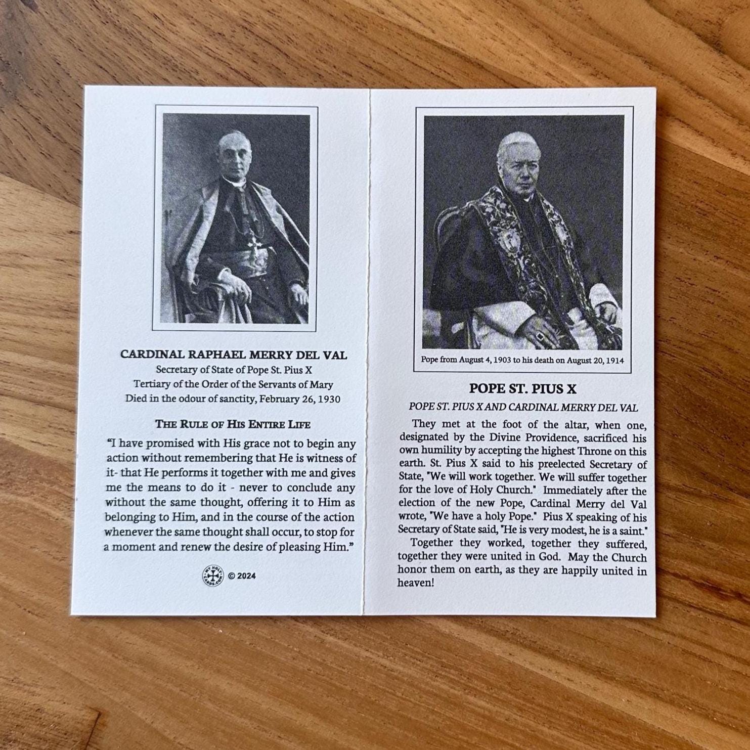 Litany of Humility Prayer Card: Pope St. Pius X & Cardinal Merry Del Val