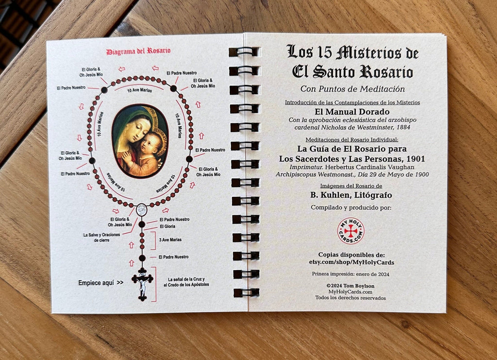 Spanish Rosary Meditation Book: 15 Mysteries, Pocket-Size, Traditional Catholic Prayer