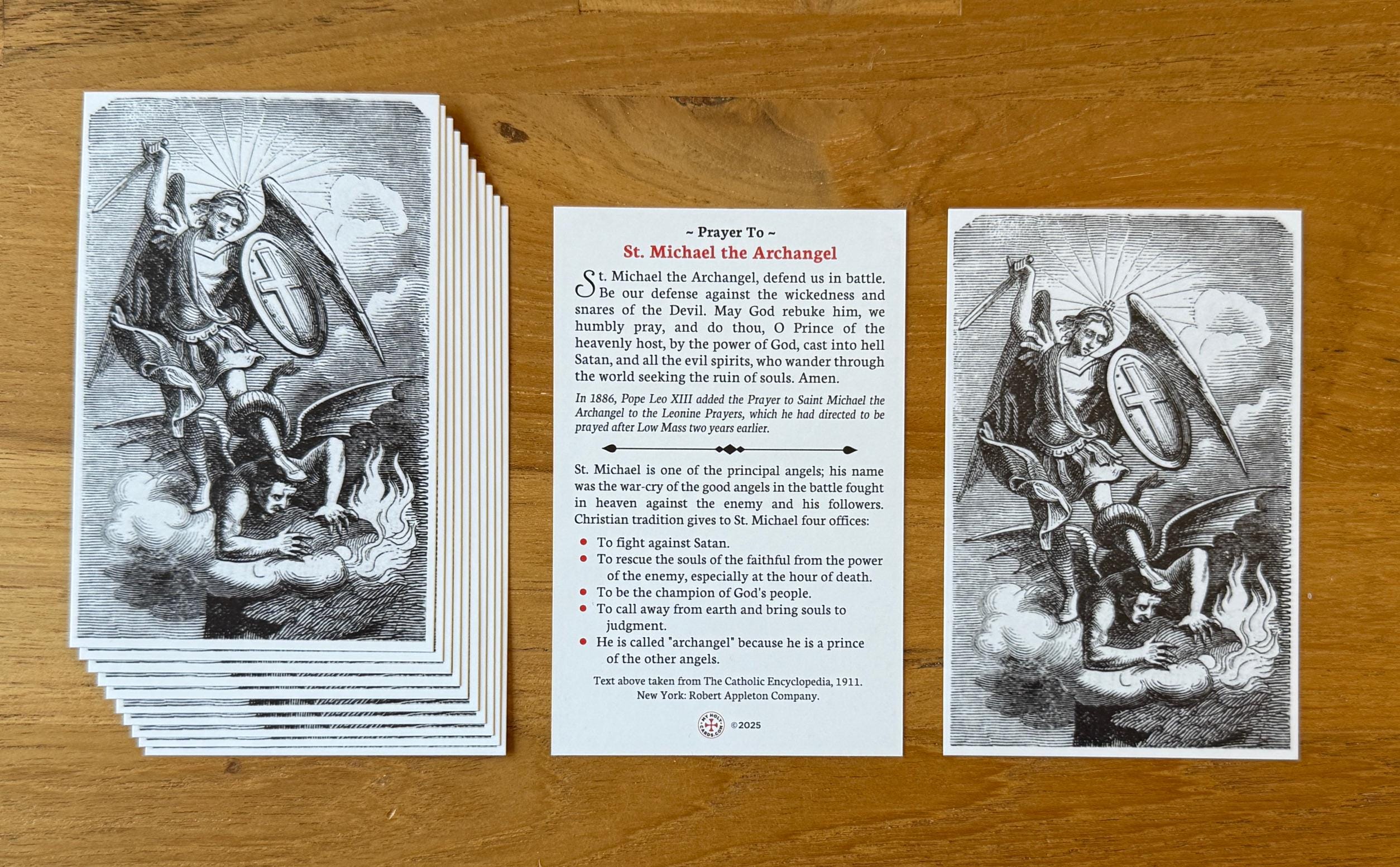 St Michael Archangel Holy Card: Catholic Prayer (Package of 5/10/25/50/100)