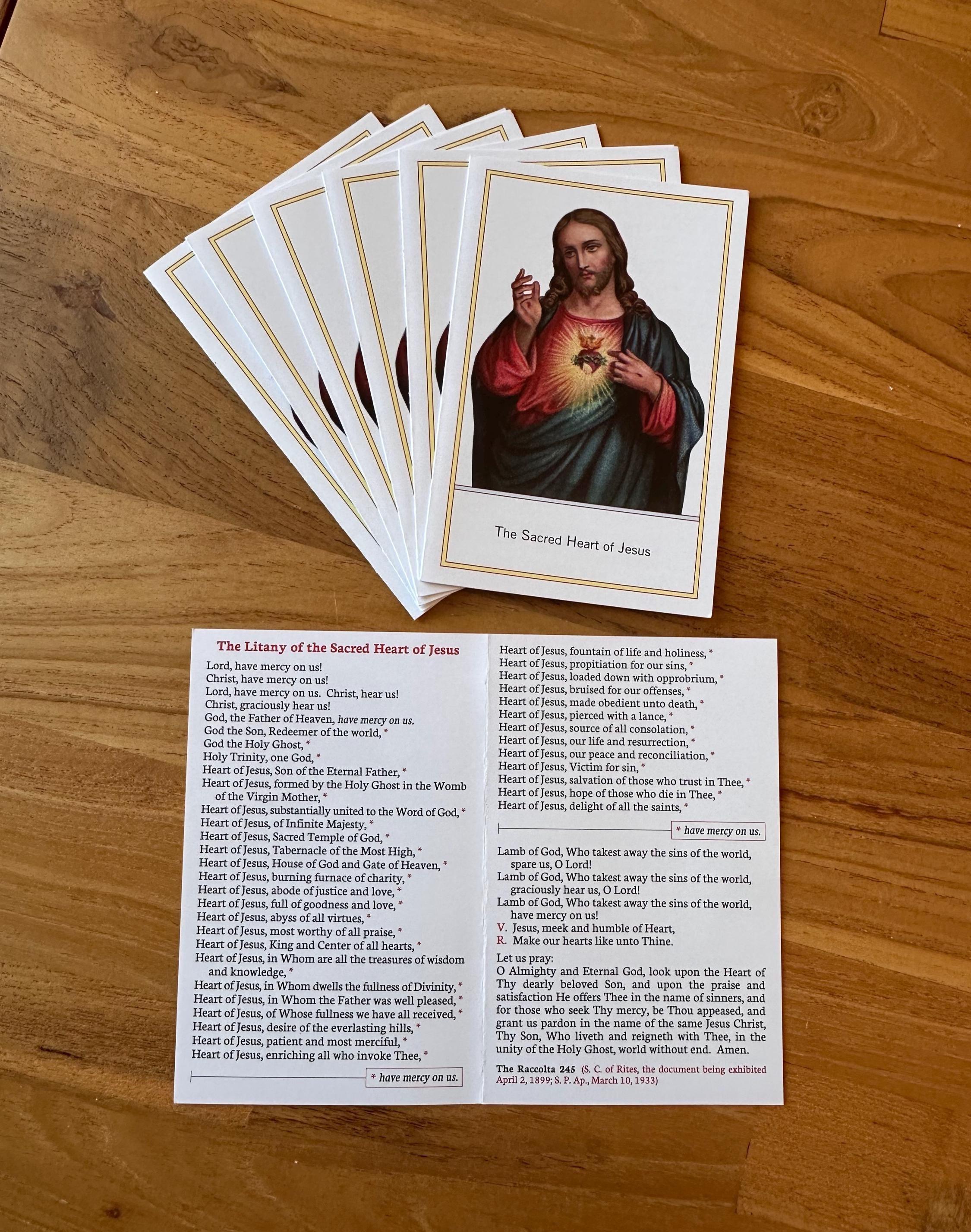 Sacred Heart of Jesus Prayer Card: Litany & Indulgenced Prayers
