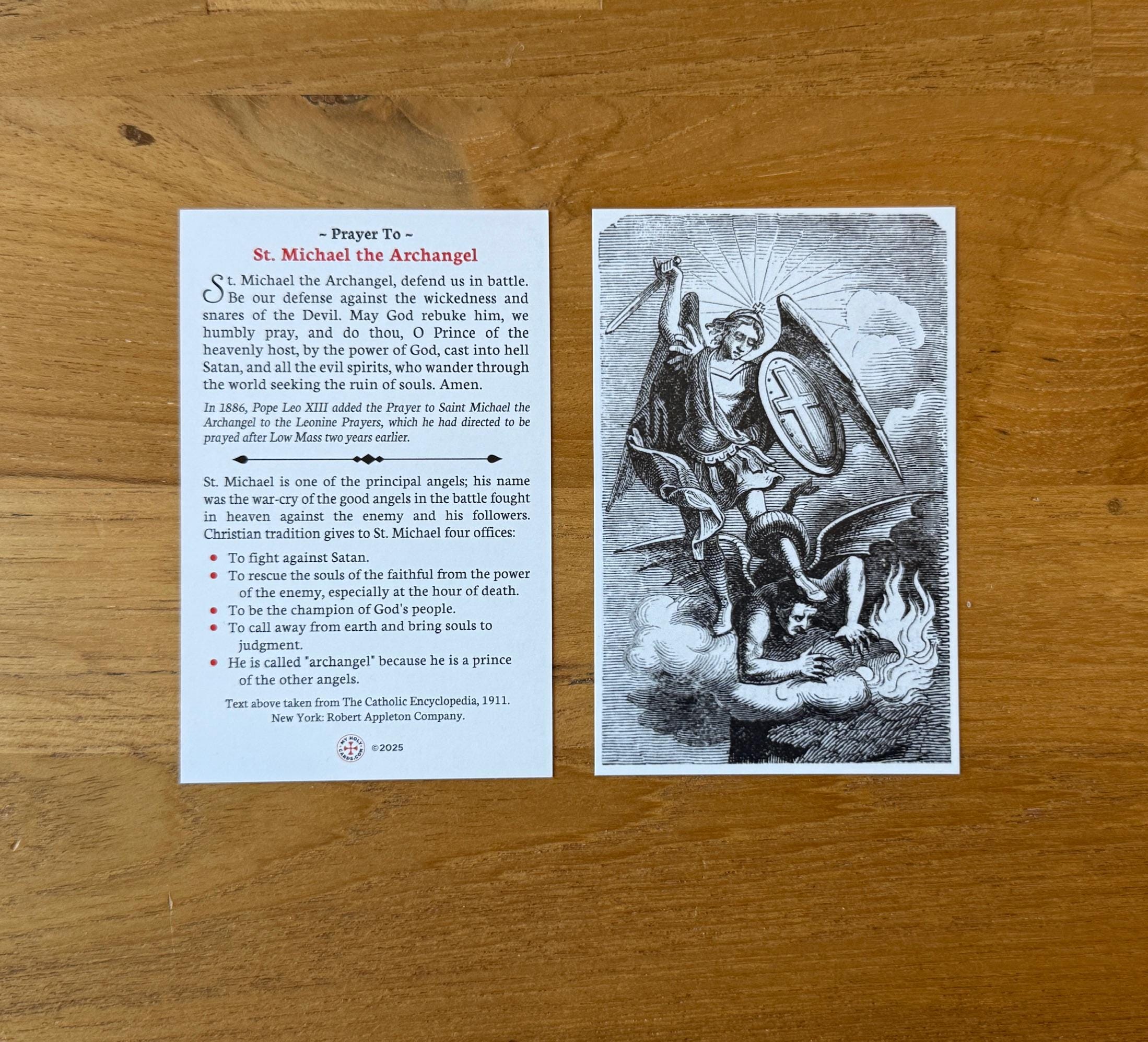 St Michael Archangel Holy Card: Catholic Prayer (Package of 5/10/25/50/100)