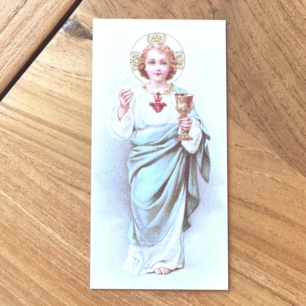 Divine Praises Litany Holy Card with Child Jesus, Catholic Traditional Prayer