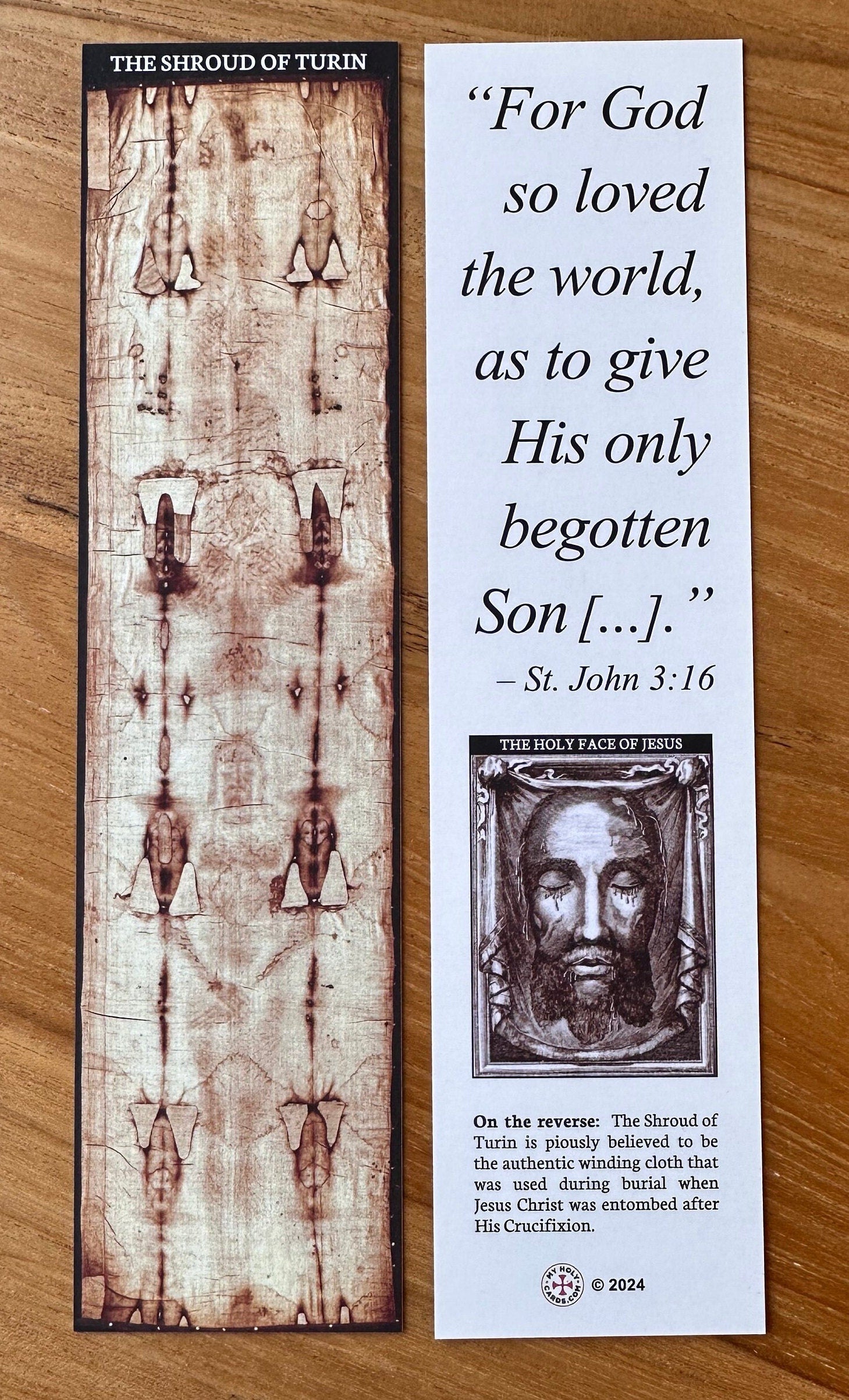 Shroud of Turin Bookmark Prayer Card - SUEDE PAPER FINISH