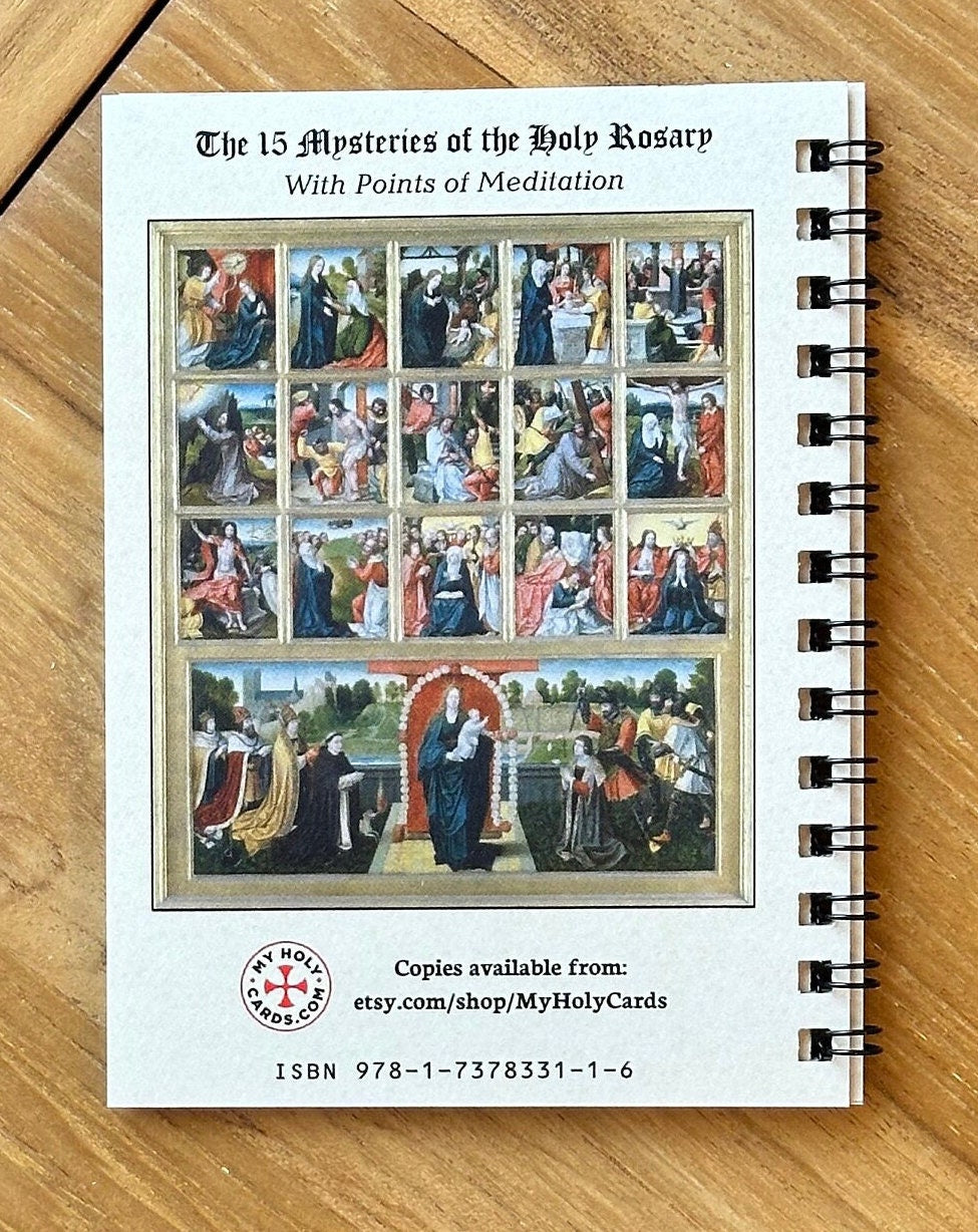 Original MyHolyCards Rosary Meditation Book ourside back cover page view