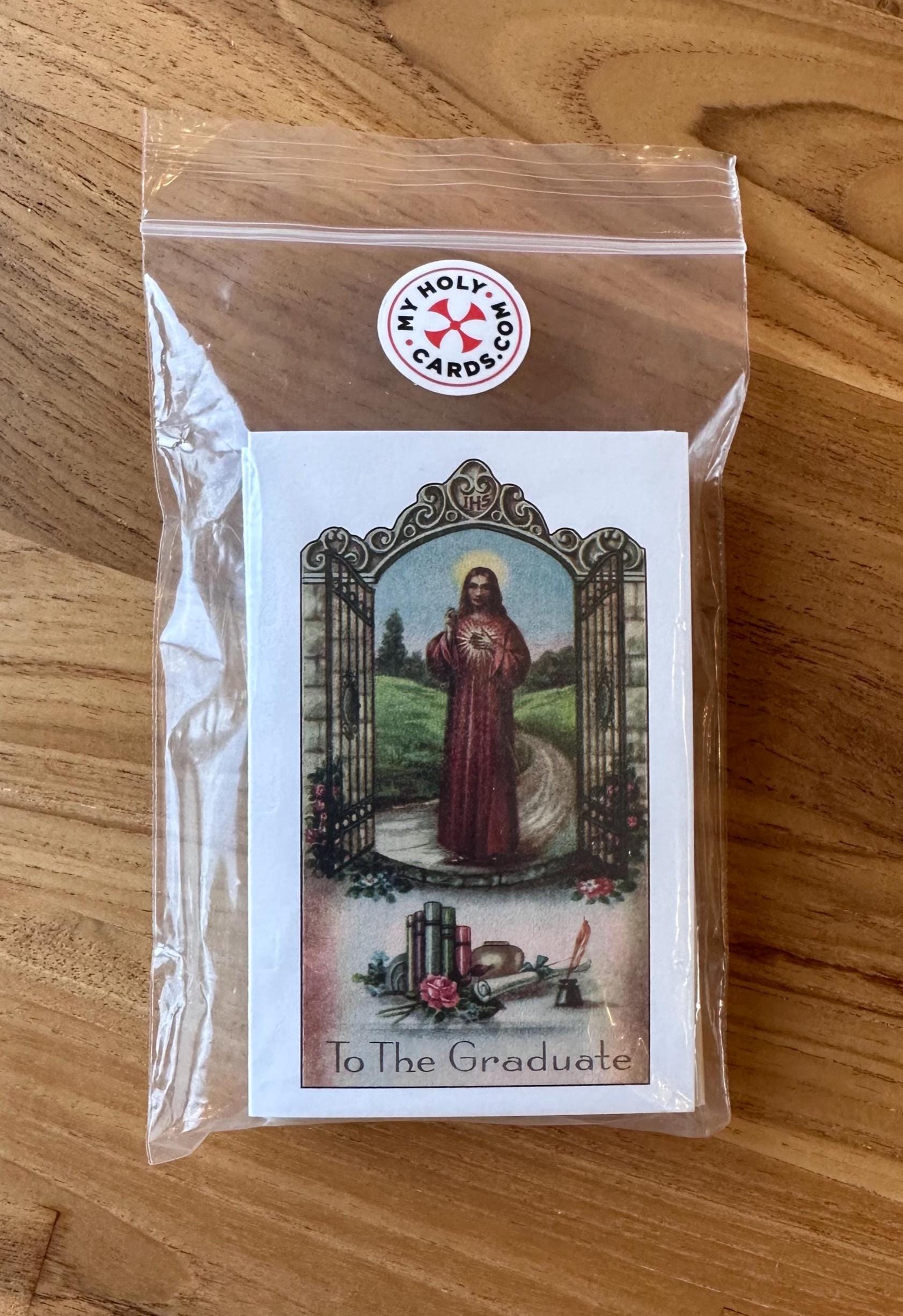 Catholic Graduation Mini Folded Holy Cards, with Envelopes, Pack of 10