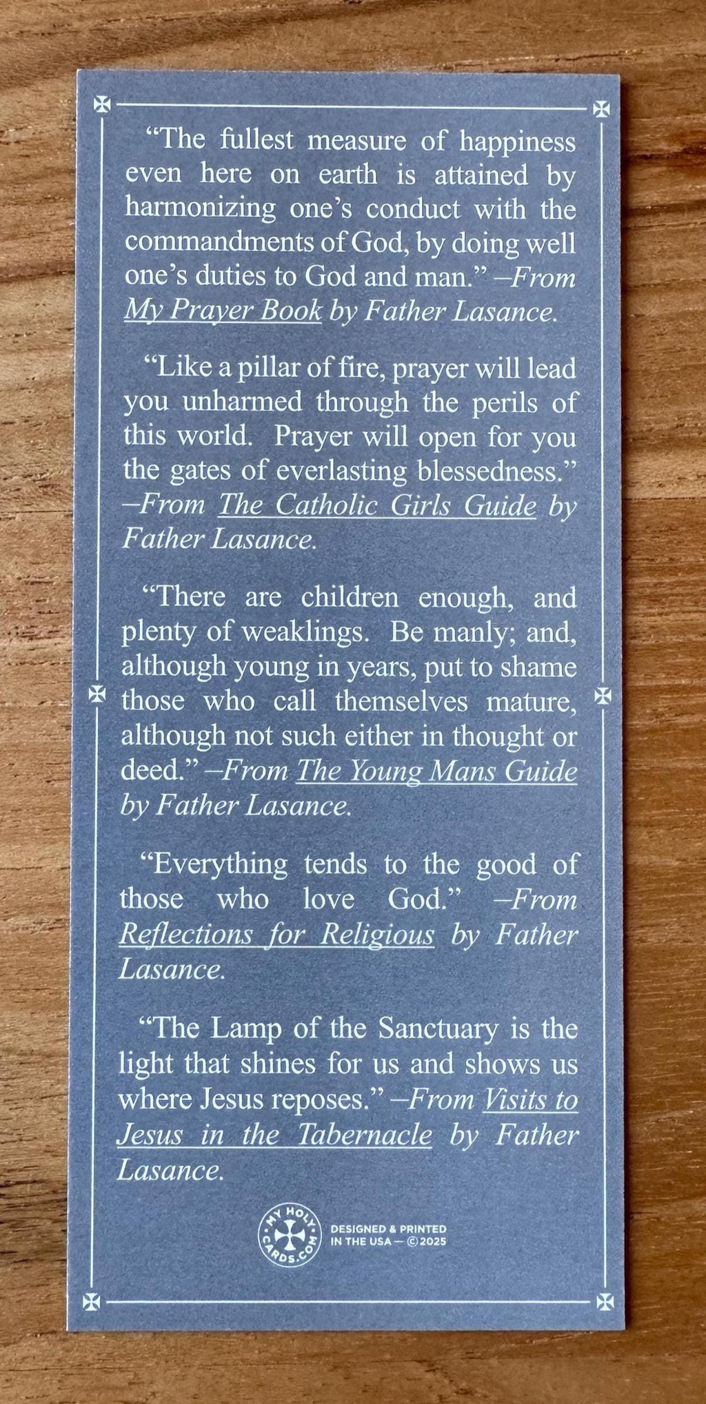 Father Lasance Holy Card Bookmark - Catholic Inspirational Quotes