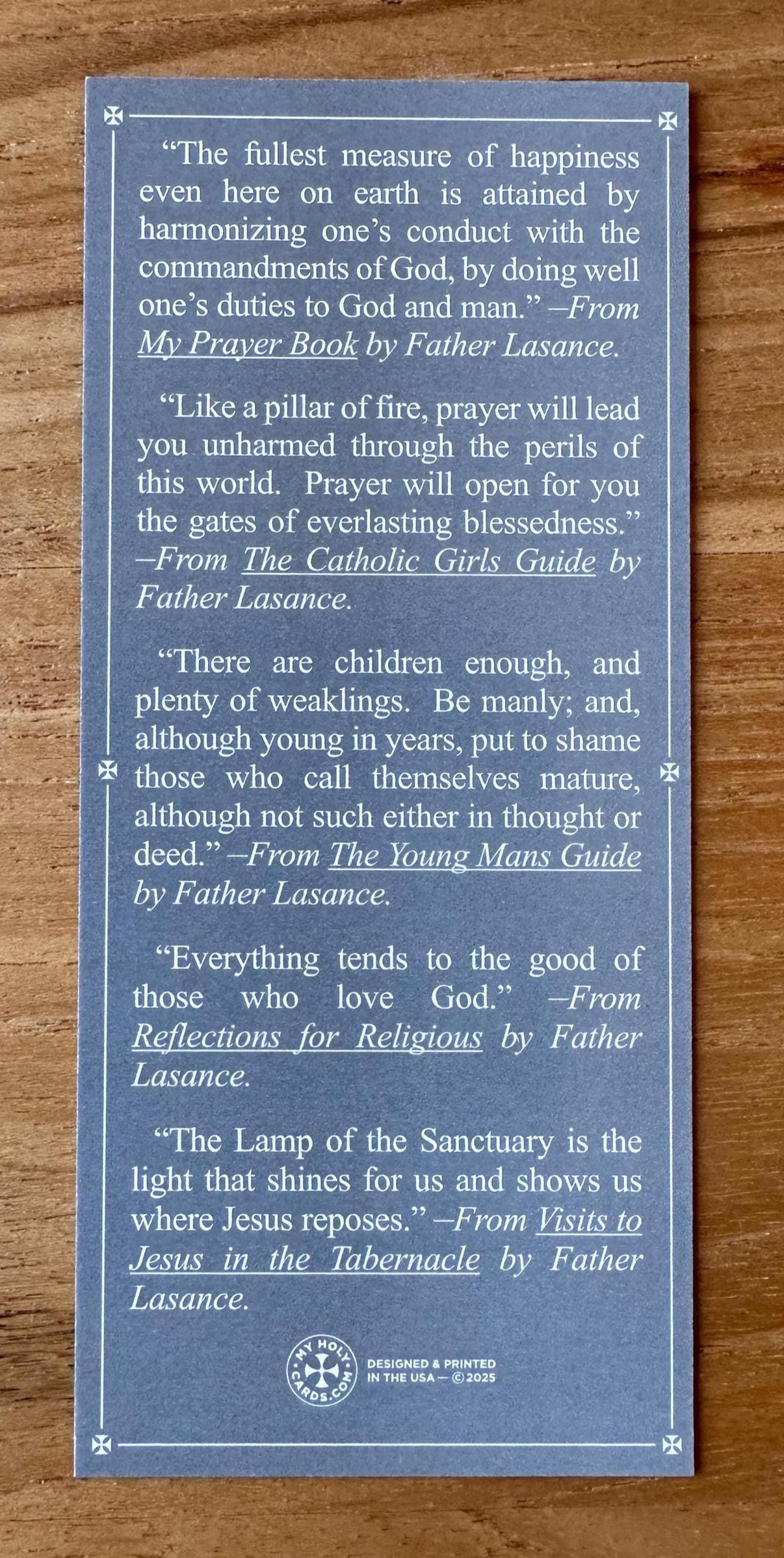 Father Lasance Holy Card Bookmark - Catholic Inspirational Quotes