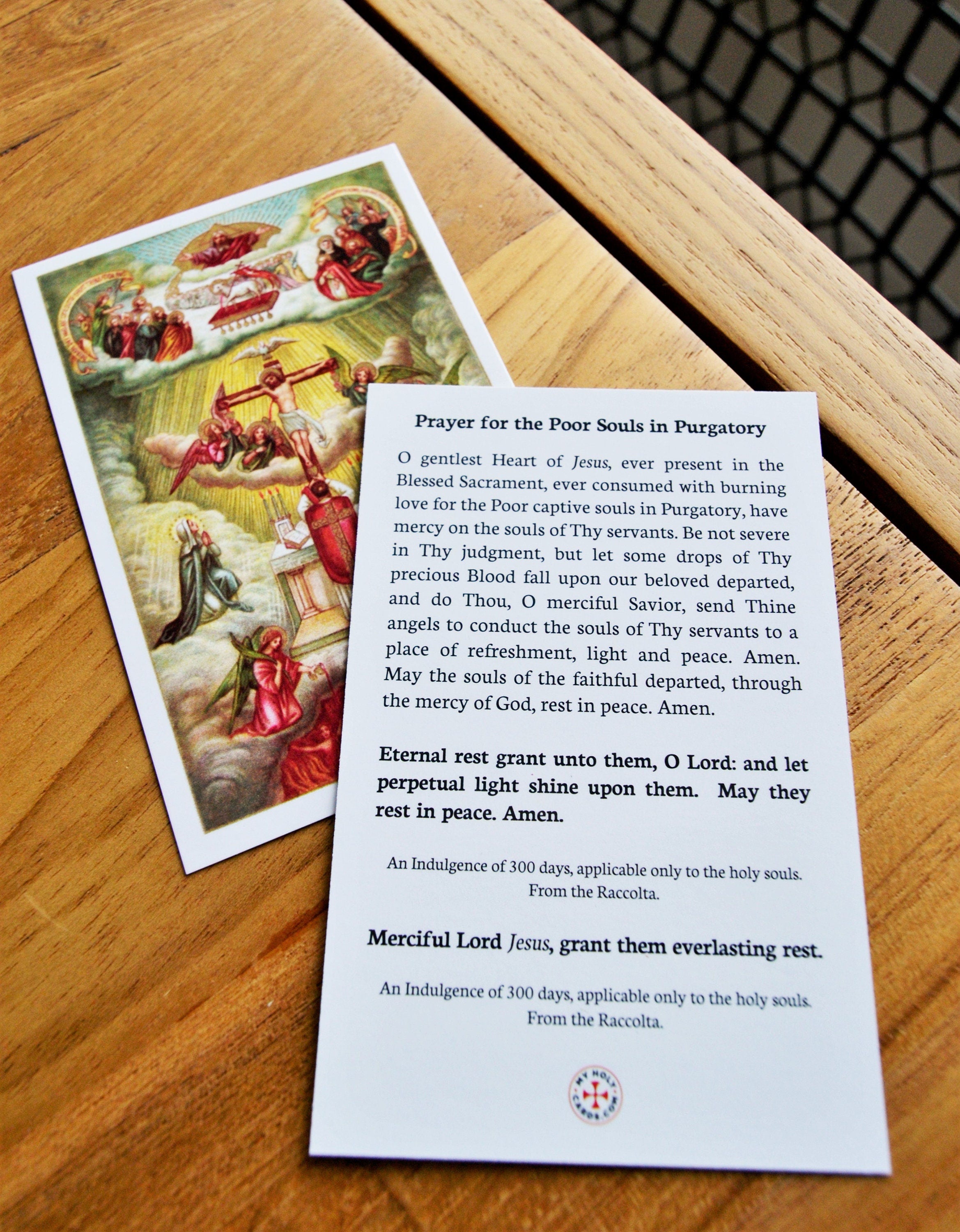 Prayer for Souls in Purgatory Holy Card: Catholic Art Prints