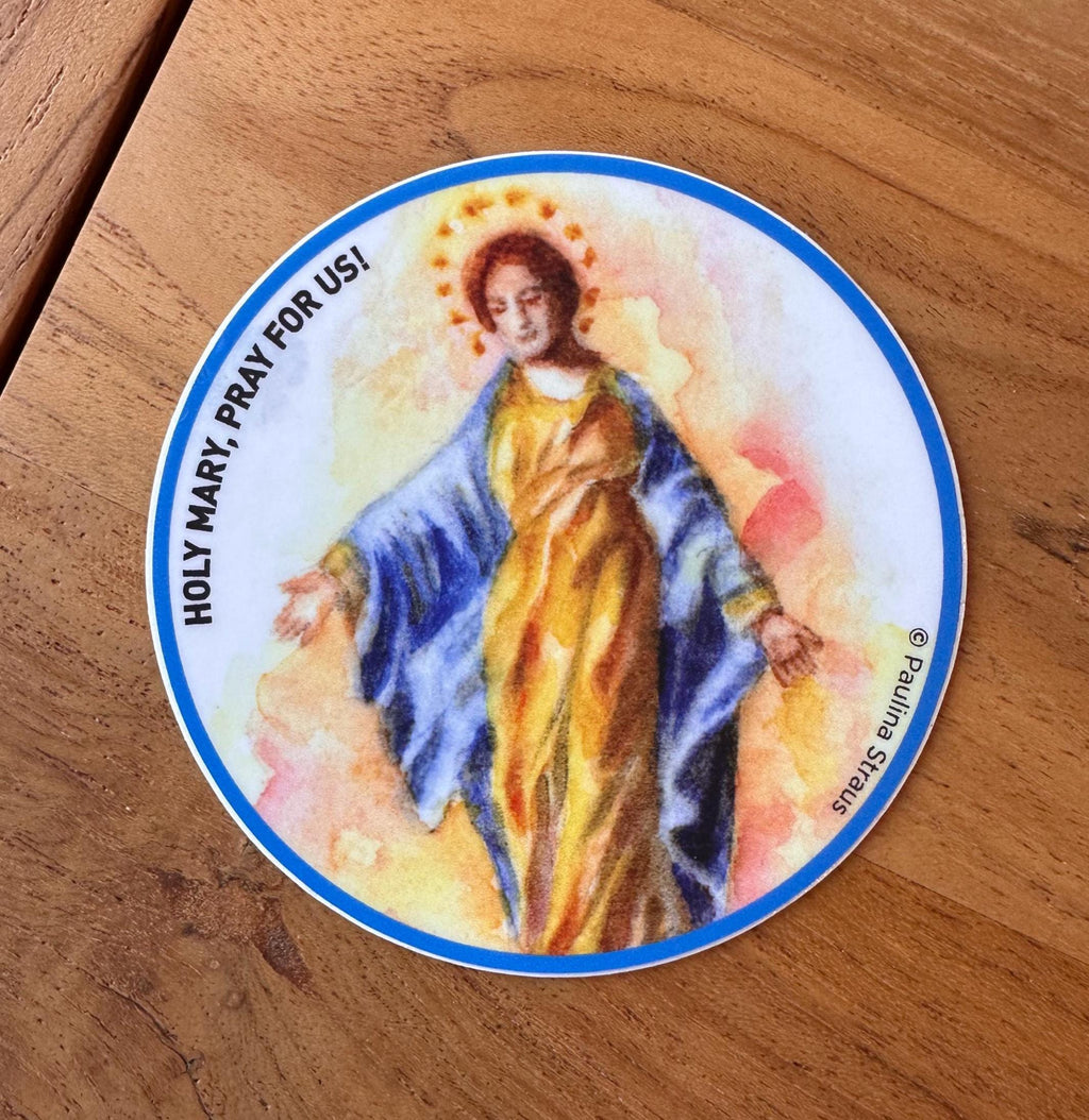 Holy Mary Blessed Mother Vinyl Decal: Catholic Religious Sticker