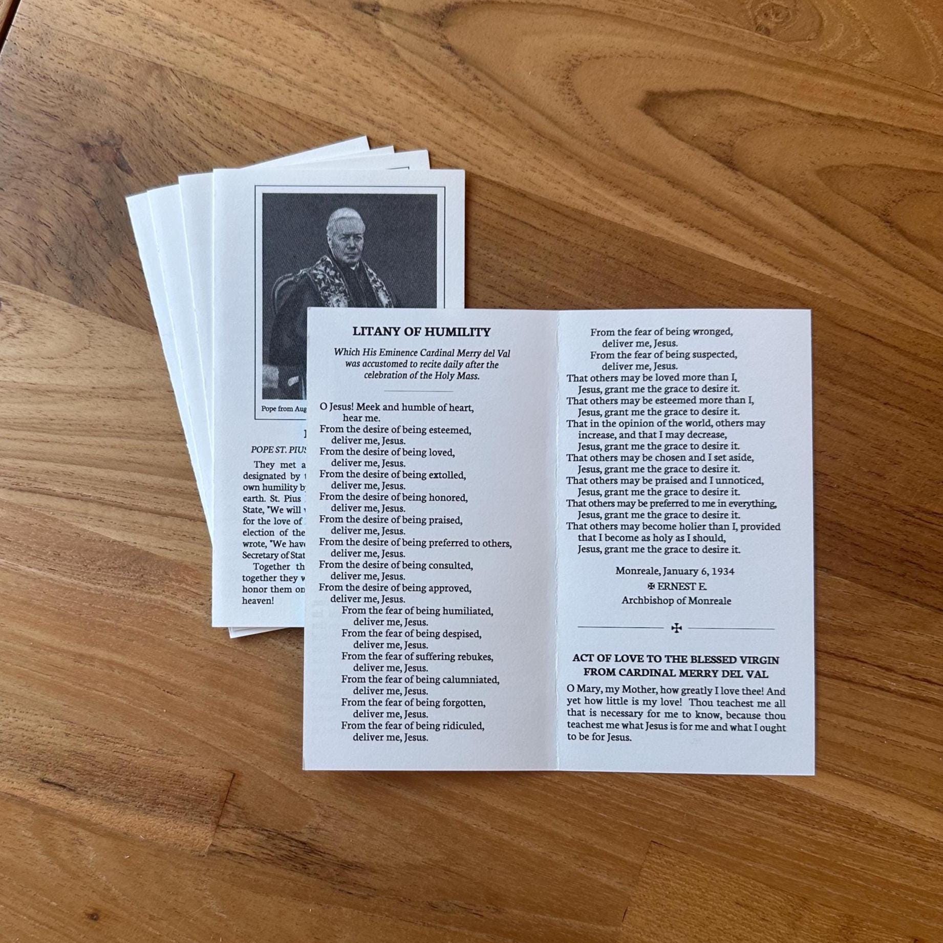 Litany of Humility Prayer Card: Pope St. Pius X & Cardinal Merry Del Val