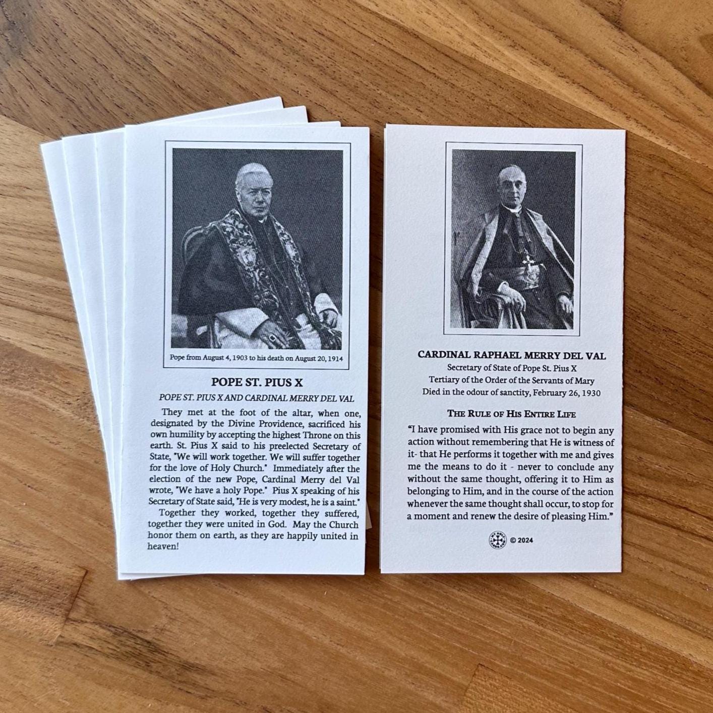 Litany of Humility Prayer Card: Pope St. Pius X & Cardinal Merry Del Val