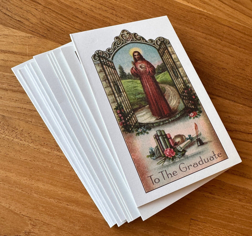 Catholic Graduation Mini Folded Holy Cards, with Envelopes, Pack of 10