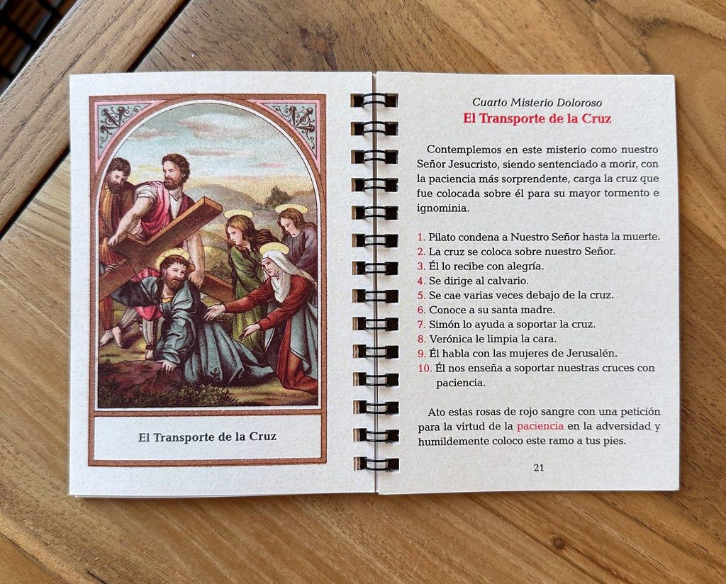 Spanish Rosary Meditation Book: 15 Mysteries, Pocket-Size, Traditional Catholic Prayer
