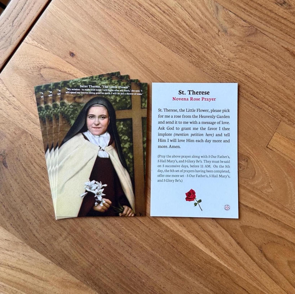 St. Therese Novena Rose Prayer Card - Catholic Devotion