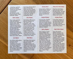 Latin English Rosary Prayers Holy Cards - Pack of 5/10/25/50/100, Catholic