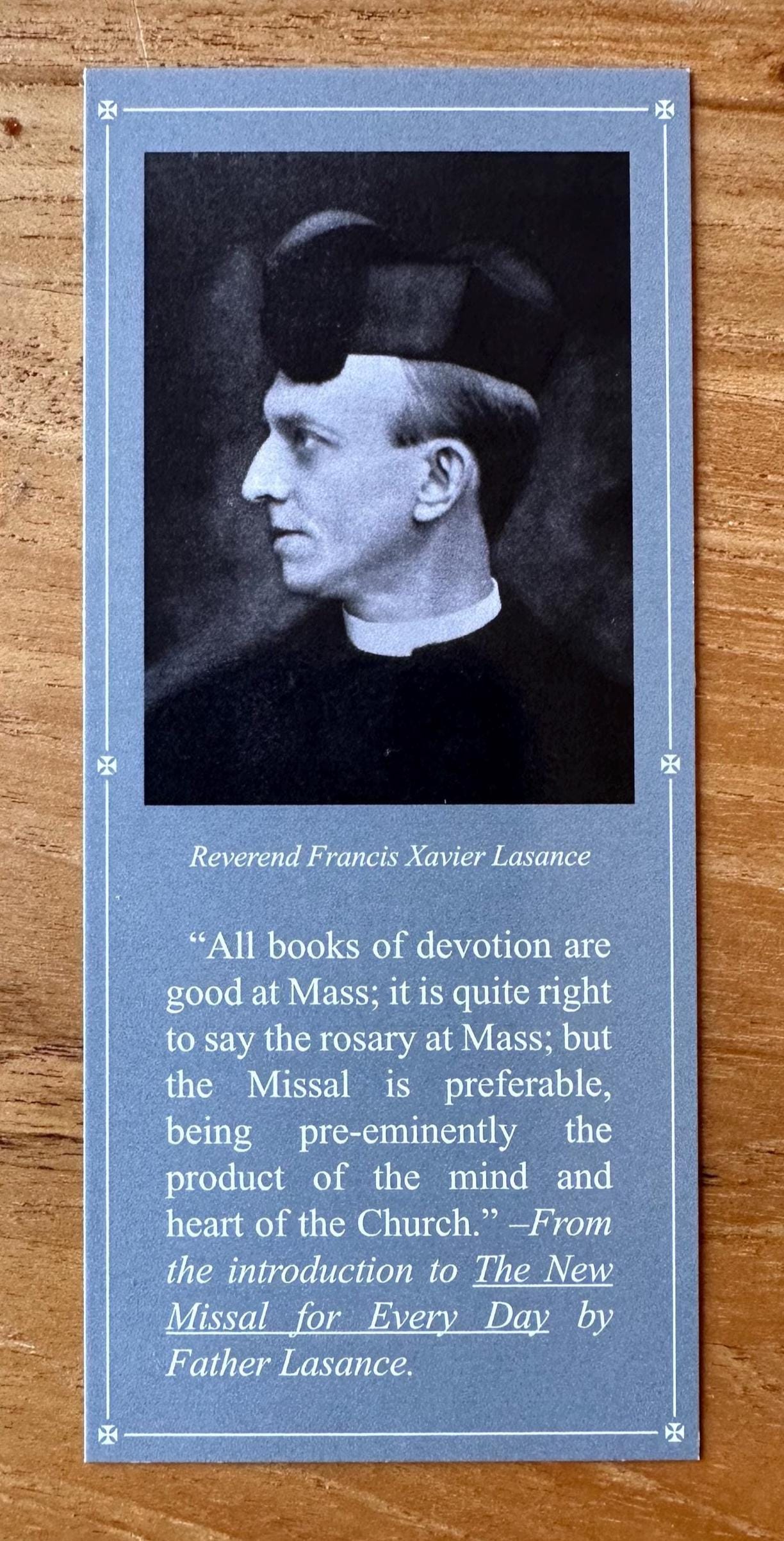 Father Lasance Holy Card Bookmark - Catholic Inspirational Quotes