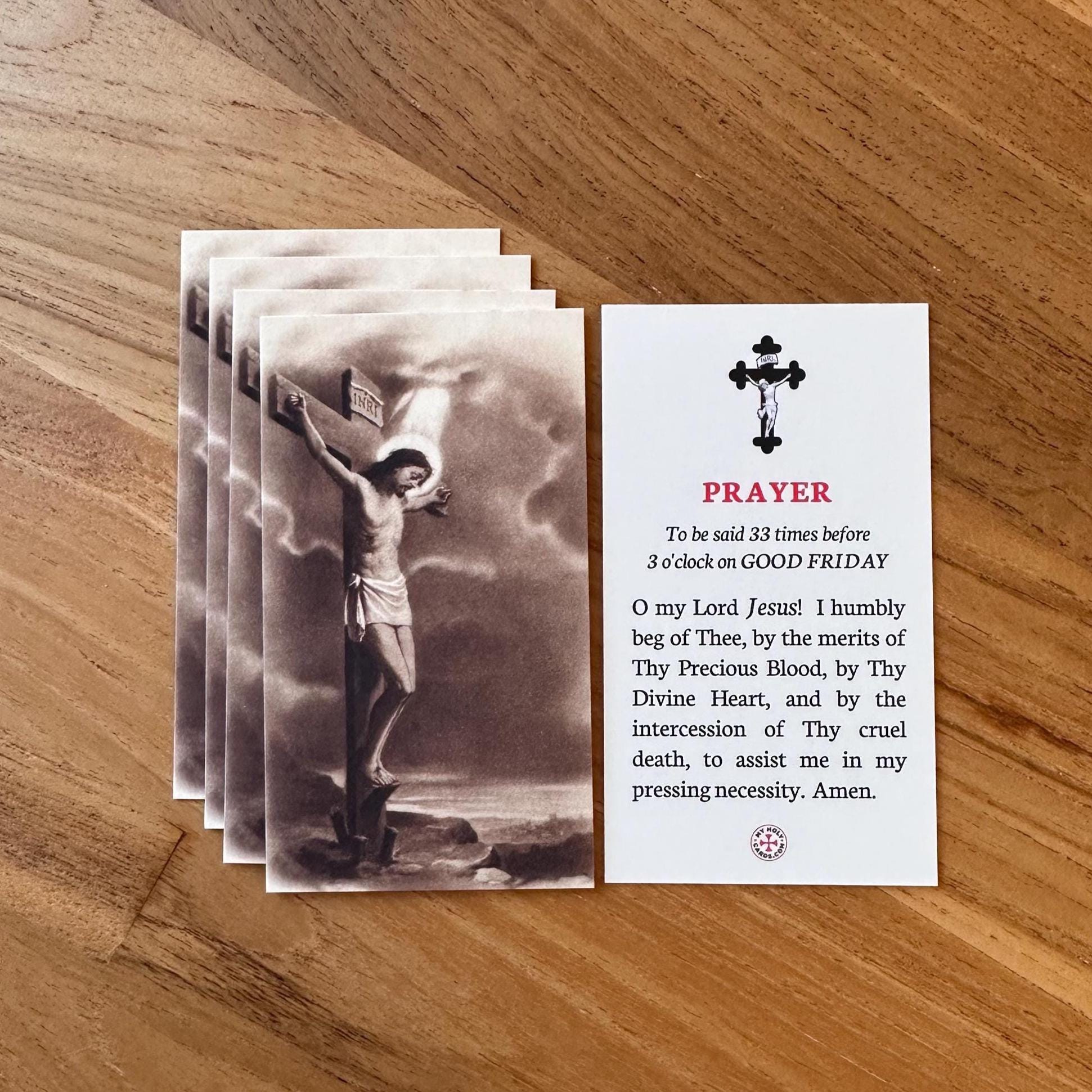 Good Friday Prayer Card, Catholic Lent Holy Card