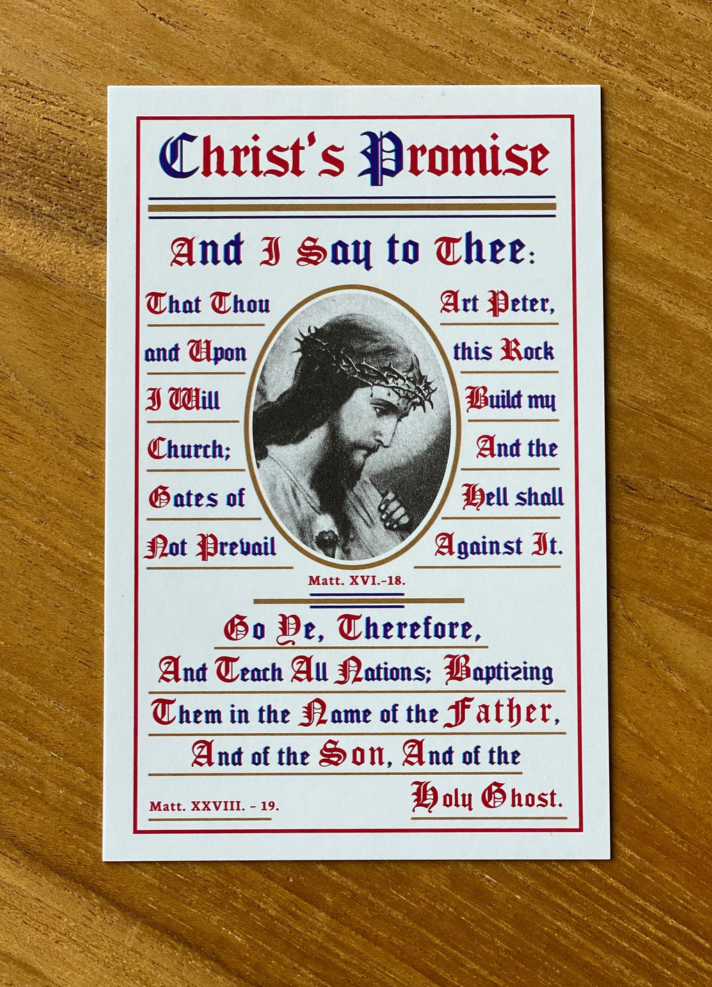 Vintage Christ's Promise Holy Card: 19th Century Bible Verse Note Cards