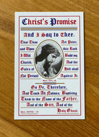 Vintage Christ's Promise Holy Card: 19th Century Bible Verse Note Cards