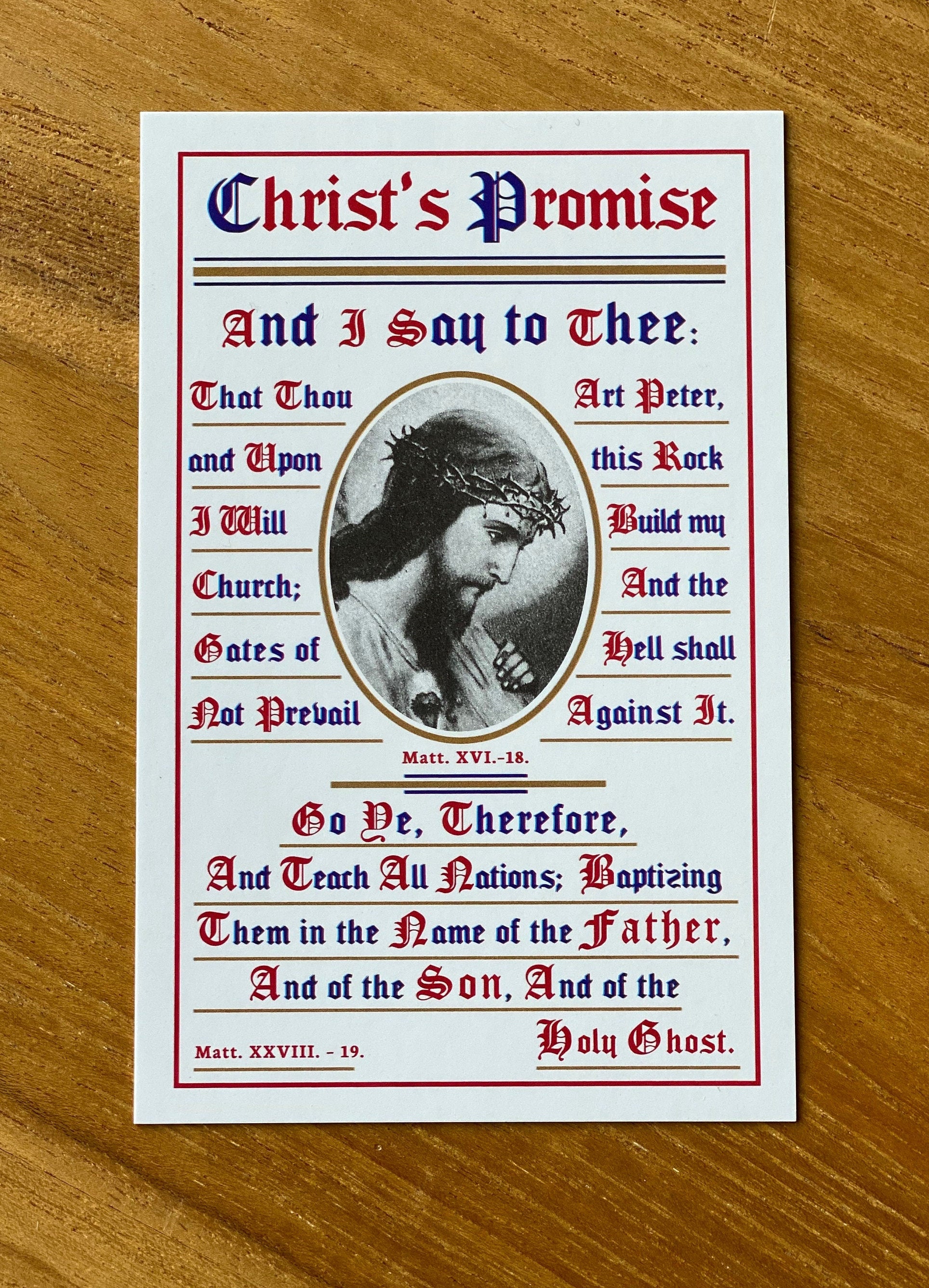 Vintage Christ's Promise Holy Card: 19th Century Bible Verse Note Cards