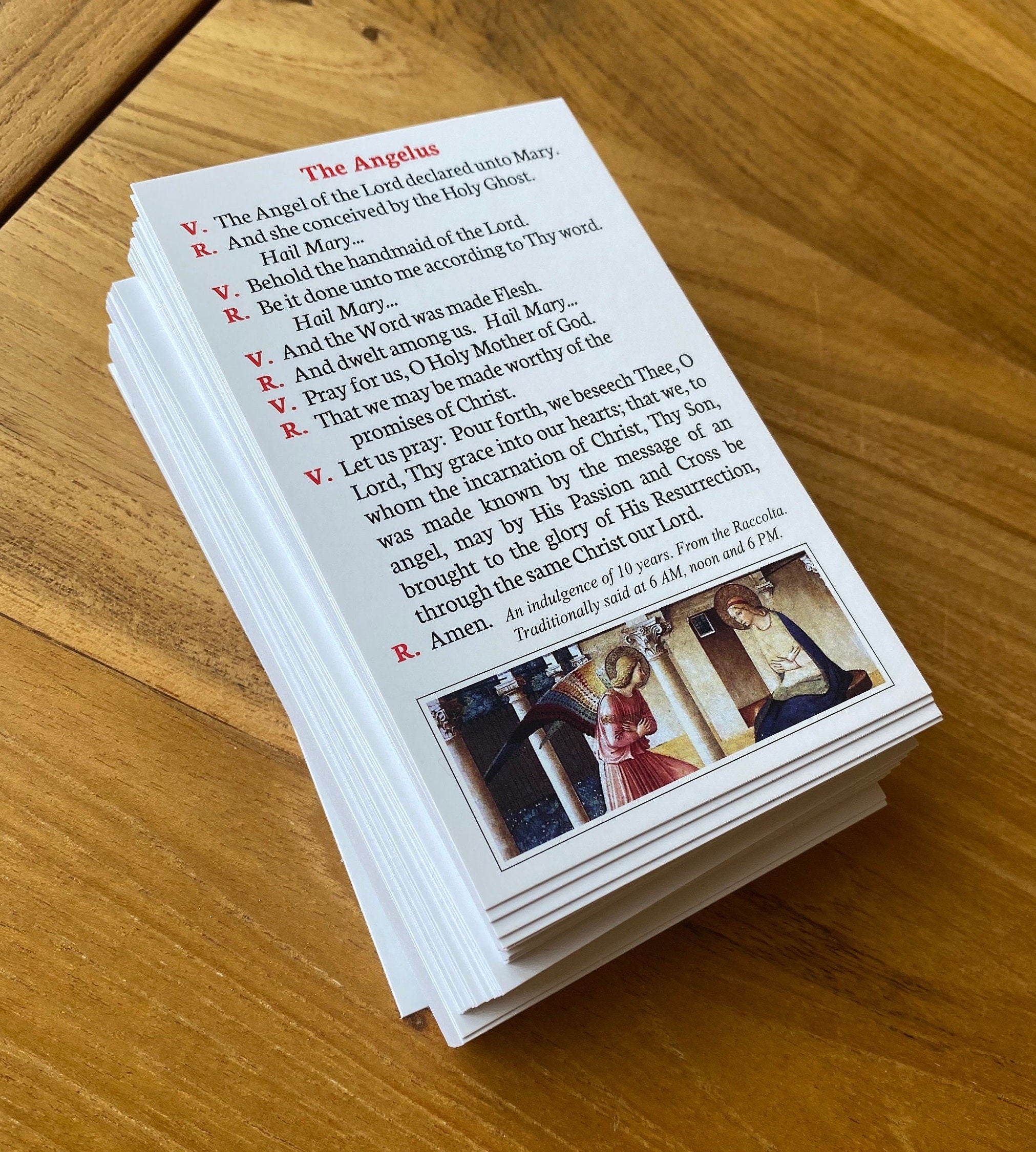 Angelus and Regina Coeli Prayer Cards: Catholic Traditional Prayers