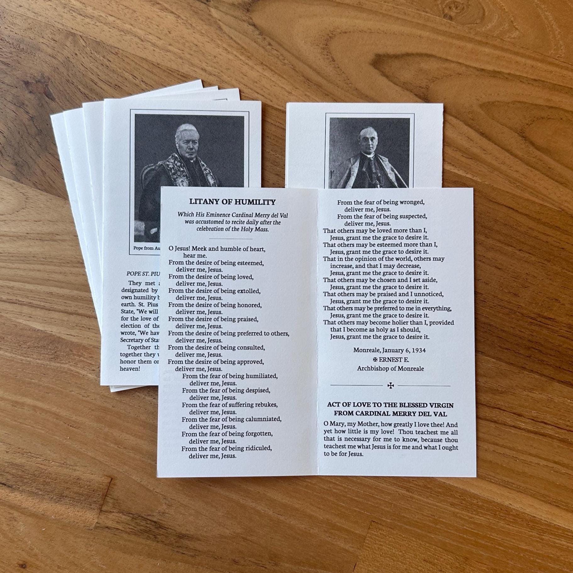 Litany of Humility Prayer Card: Pope St. Pius X & Cardinal Merry Del Val