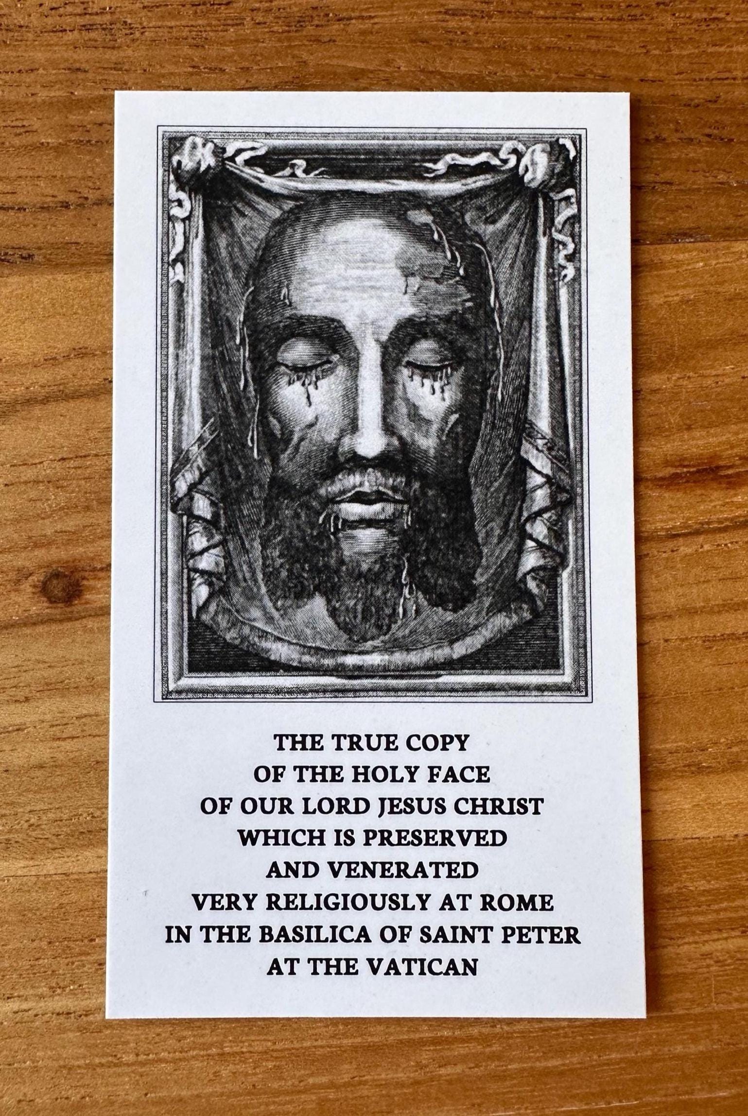 Holy Face of Jesus / Golden Arrow Prayer Holy Card with Raised Gold Foil