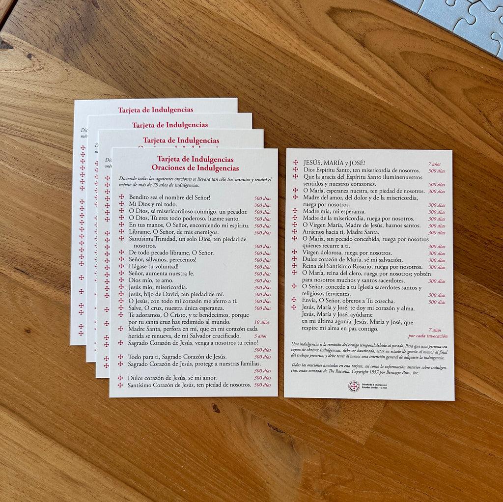 Jumbo Indulgenced Prayers Holy Card: Short Catholic Prayers from the Raccolta