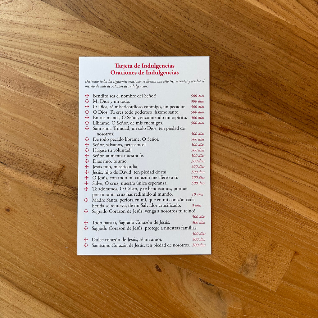 Jumbo Indulgenced Prayers Holy Card: Short Catholic Prayers from the Raccolta