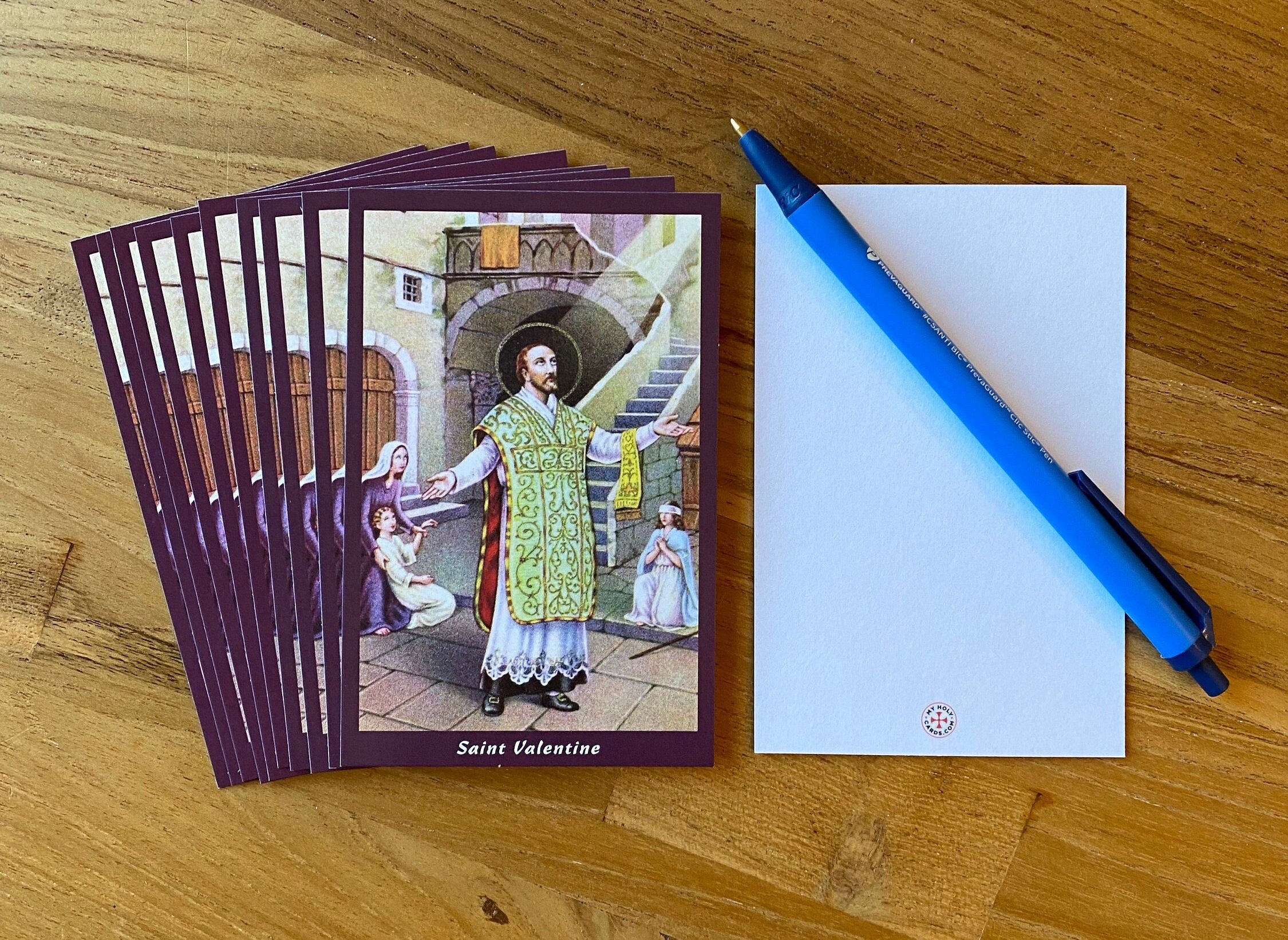 St. Valentine's Day Holy Cards: Glossy Finish, Blank Back