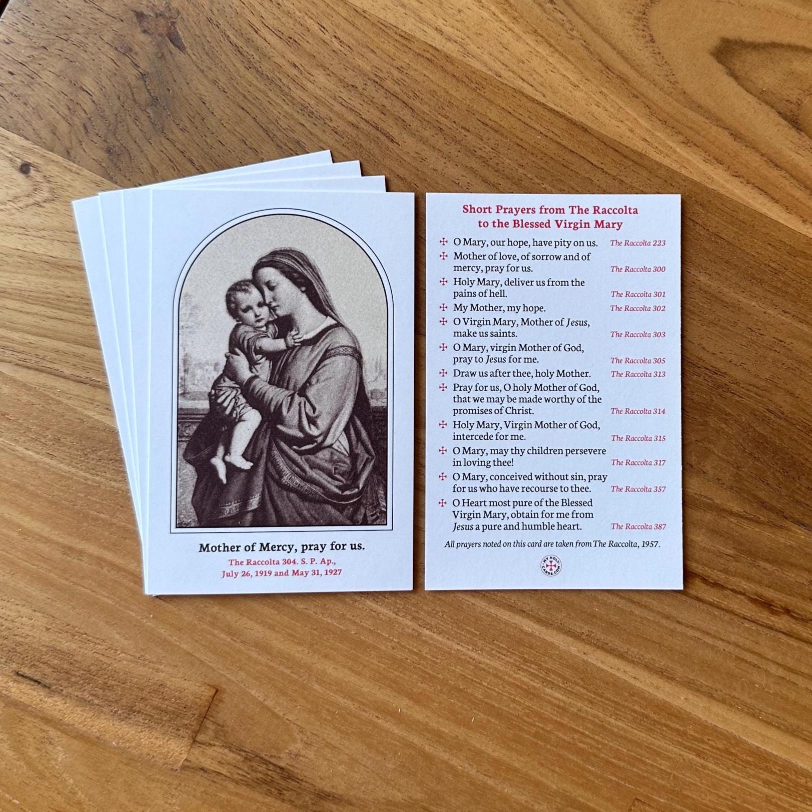 Blessed Virgin Mary Holy Card: Catholic Prayers from The Raccolta