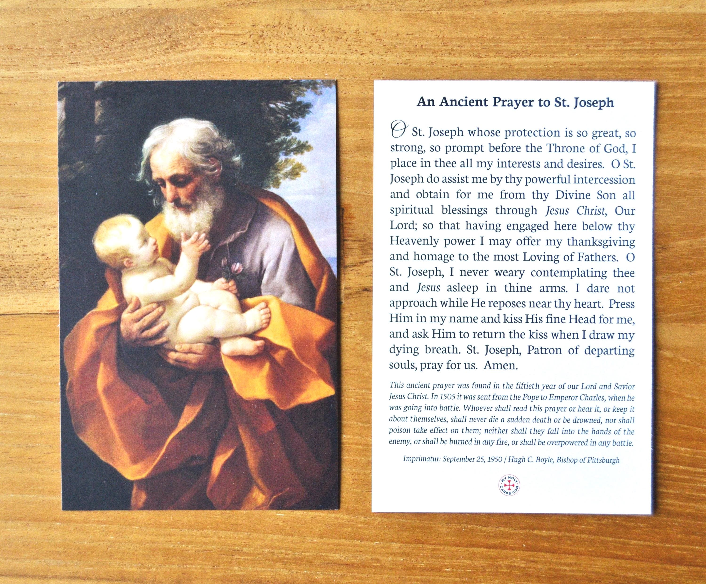 St. Joseph Holy Card: Ancient Catholic Protection Prayer