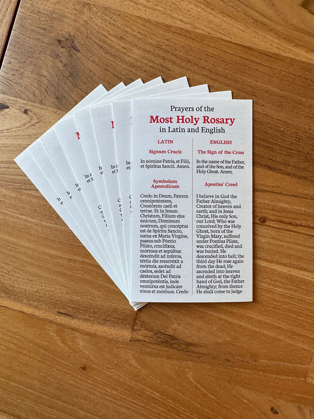 Latin English Rosary Prayers Holy Cards - Pack of 5/10/25/50/100, Catholic