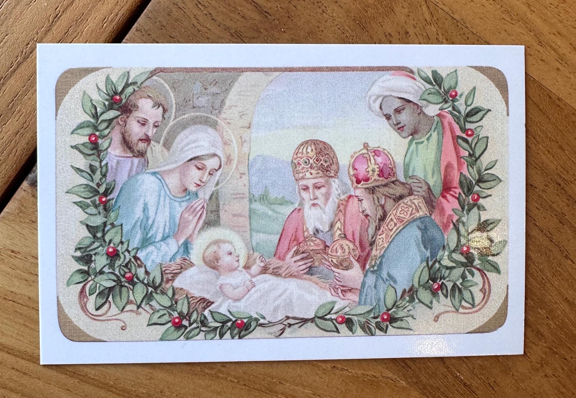 Christmas Holy Card Set: Vintage Style Religious Message Cards