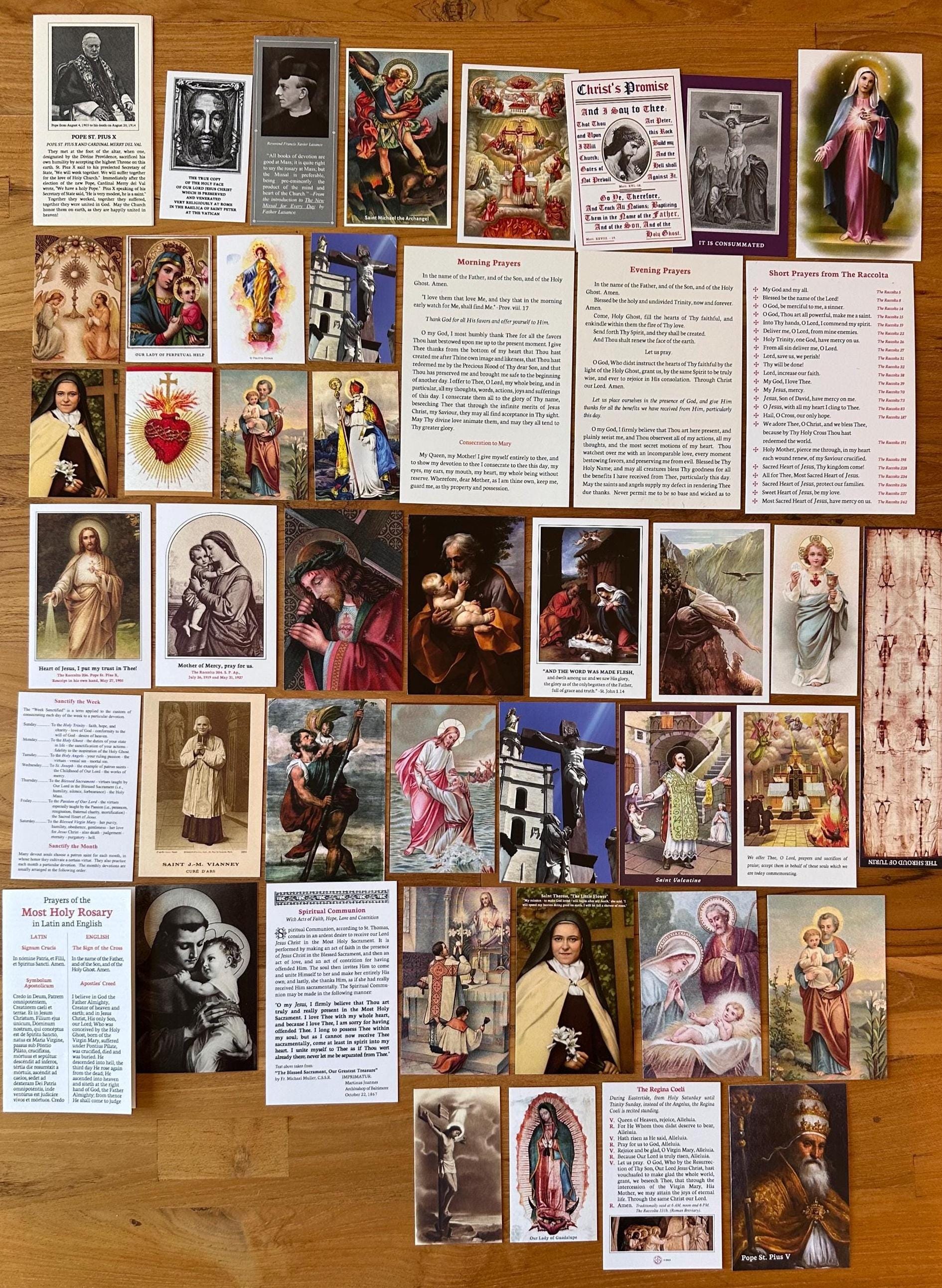 Catholic Holy Card Bundle: Prayers, Saints, and Sacred Images, 45 Cards