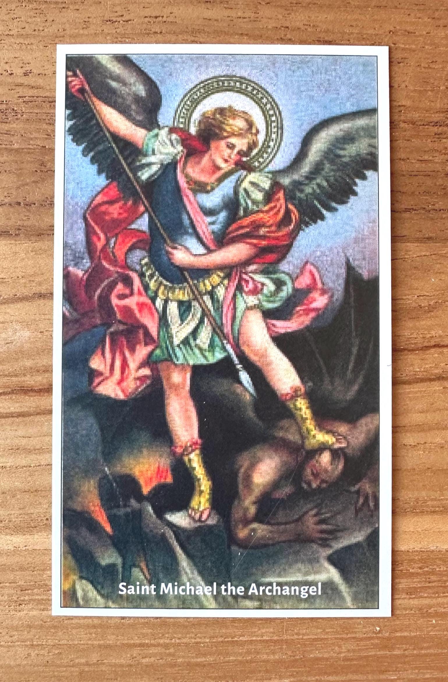 St Michael Archangel Holy Card: Catholic Prayer for Protection