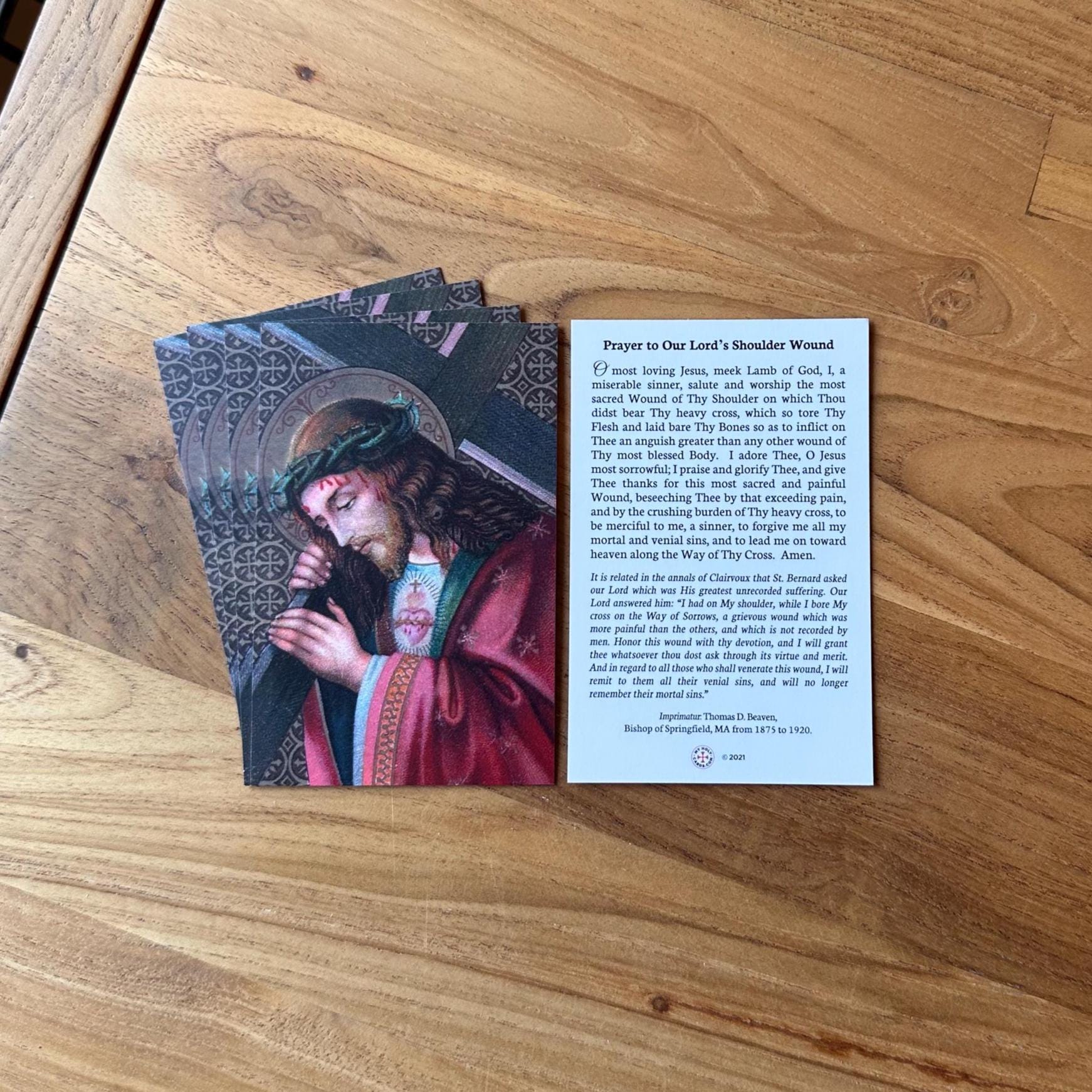 Our Lord's Shoulder Wound Prayer Holy Card - Pack of 5/10/25/50/100