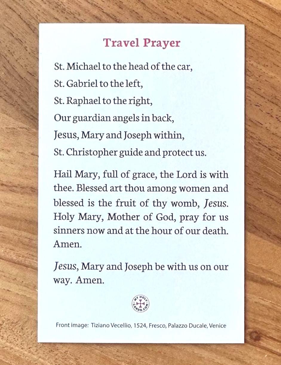 St. Christopher Travel Holy Card: Pack of 5/10/25/50/100, Catholic Prayer