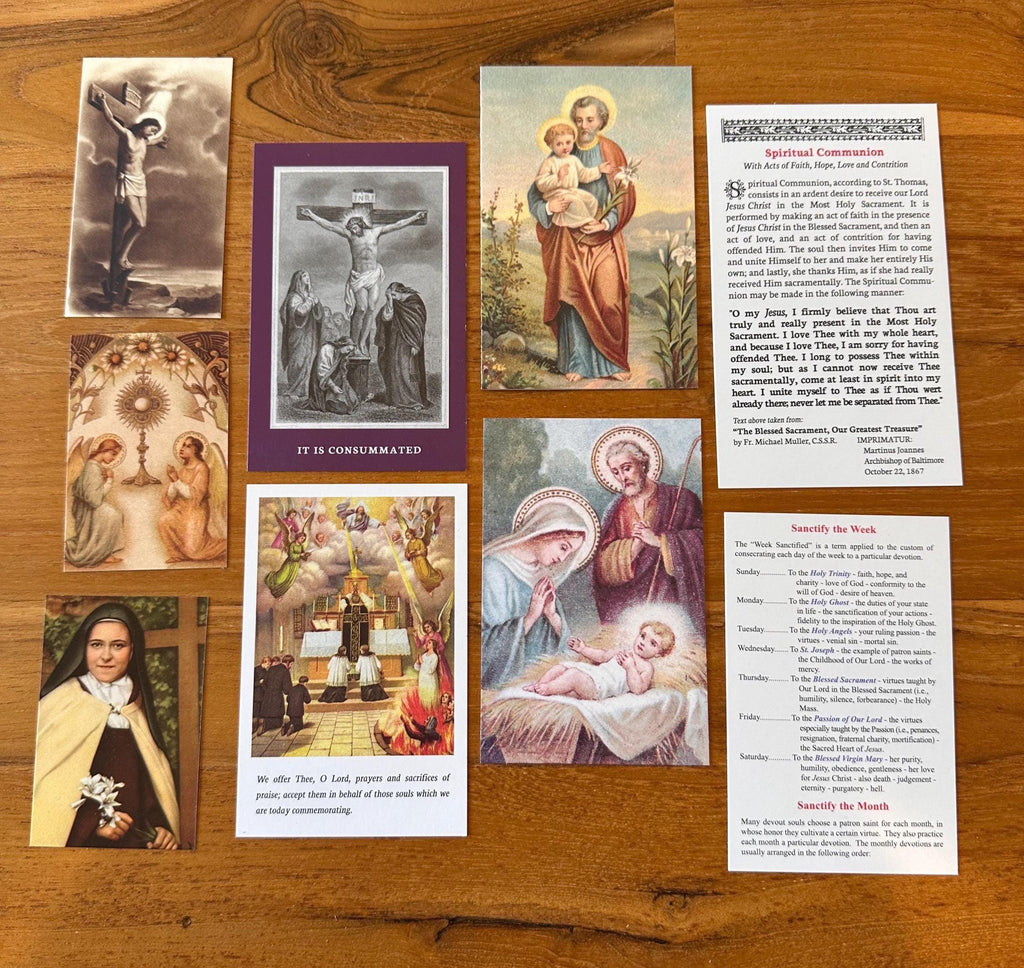 Catholic Holy Card Bundle: Prayers, Saints, and Sacred Images, 45 Cards
