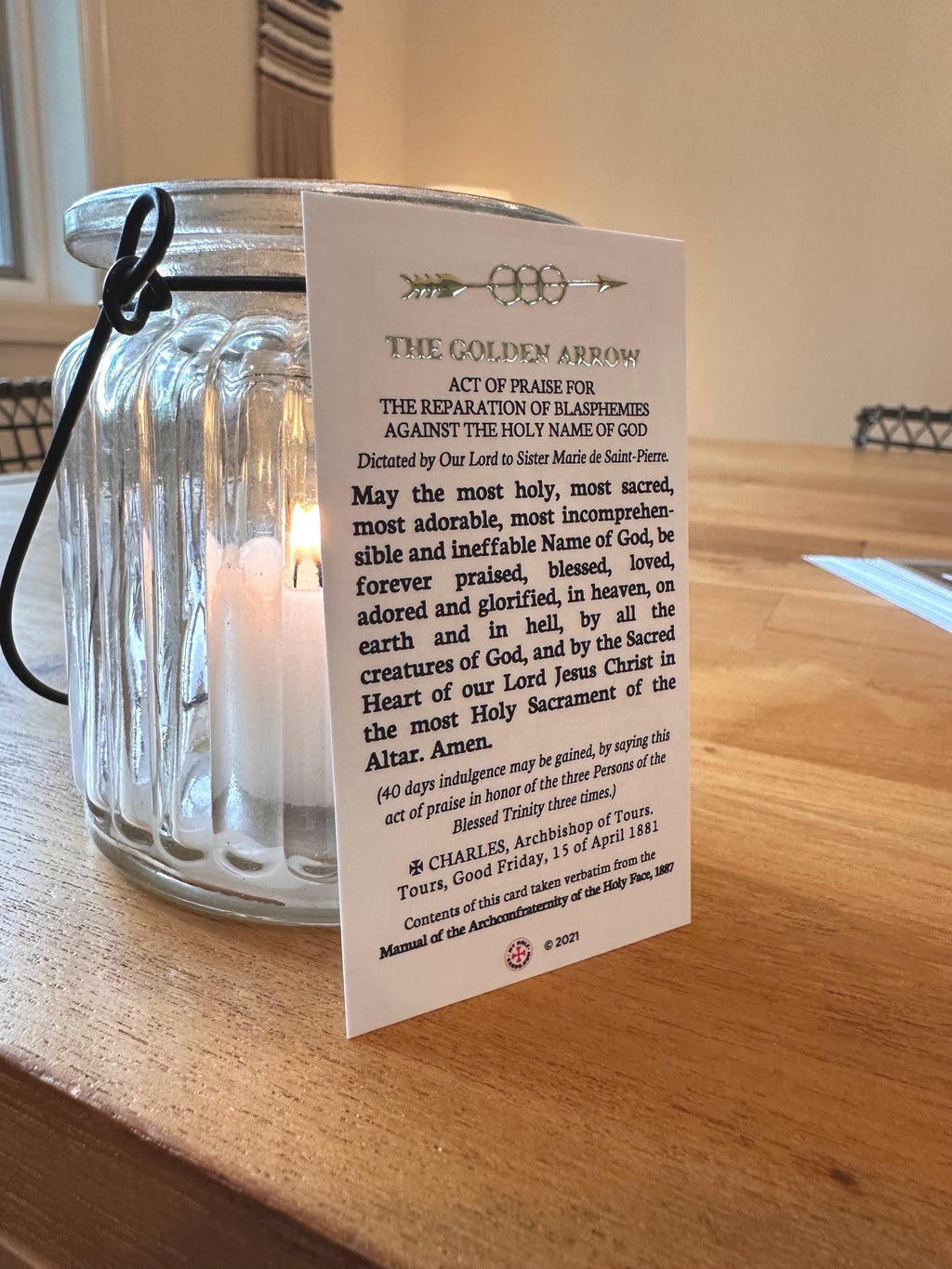 Holy Face of Jesus / Golden Arrow Prayer Holy Card with Raised Gold Foil