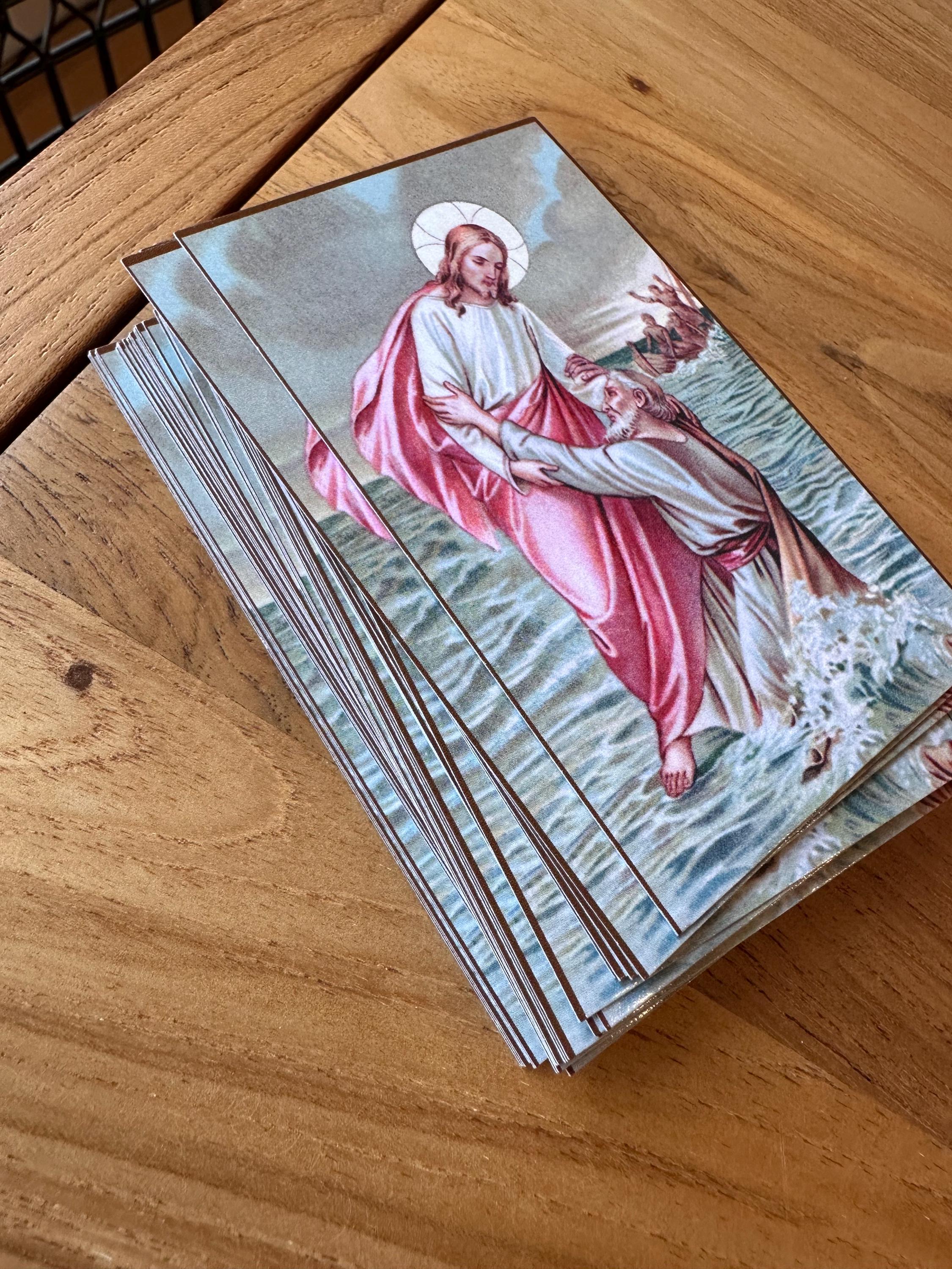Be of Good Heart Holy Prayer Card: Matthew 14;26-33,  Jesus and St. Peter