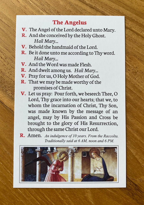 Angelus and Regina Coeli Prayer Cards: Catholic Traditional Prayers