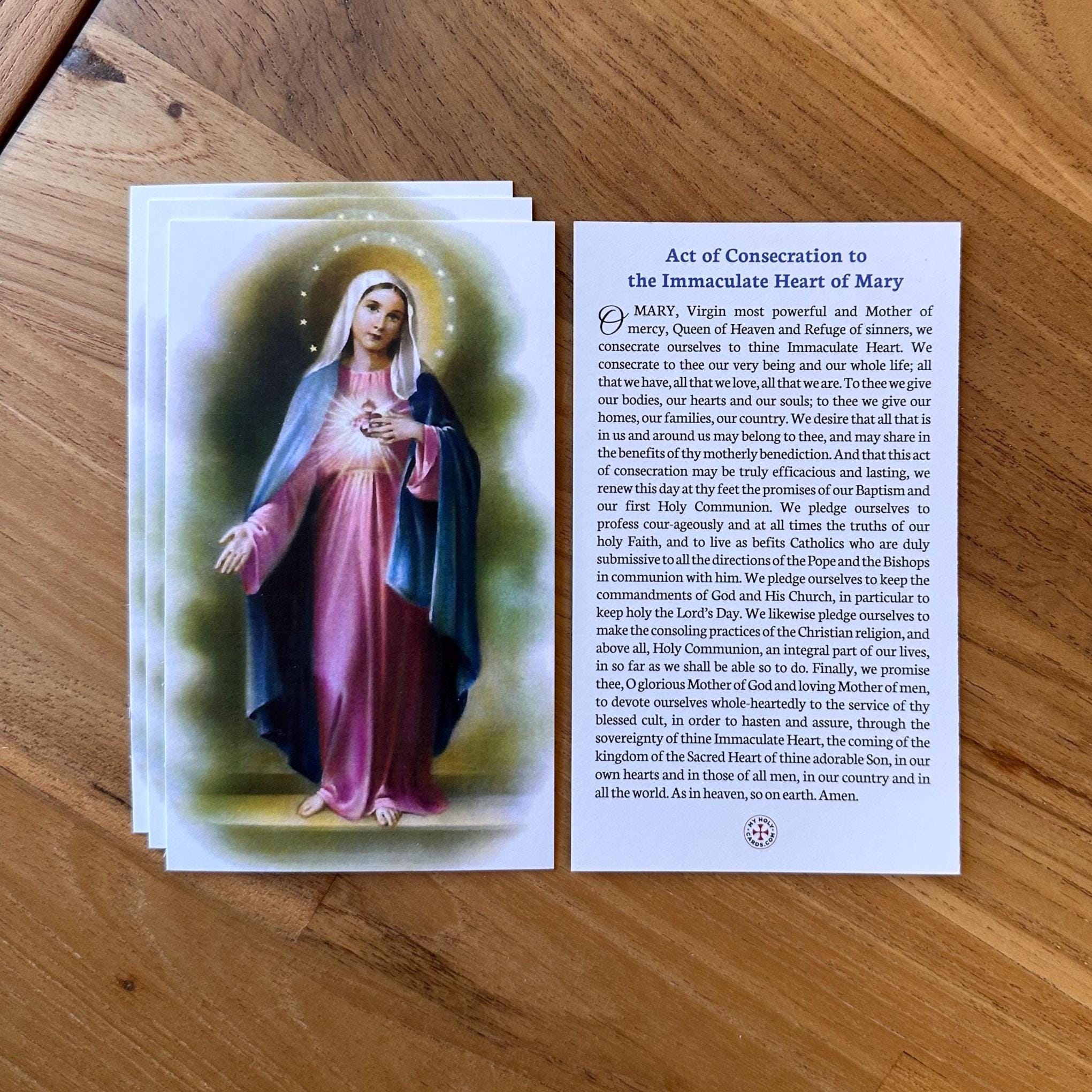 Immaculate Heart of Mary Prayer Cards: Act of Consecration (3x5 in)