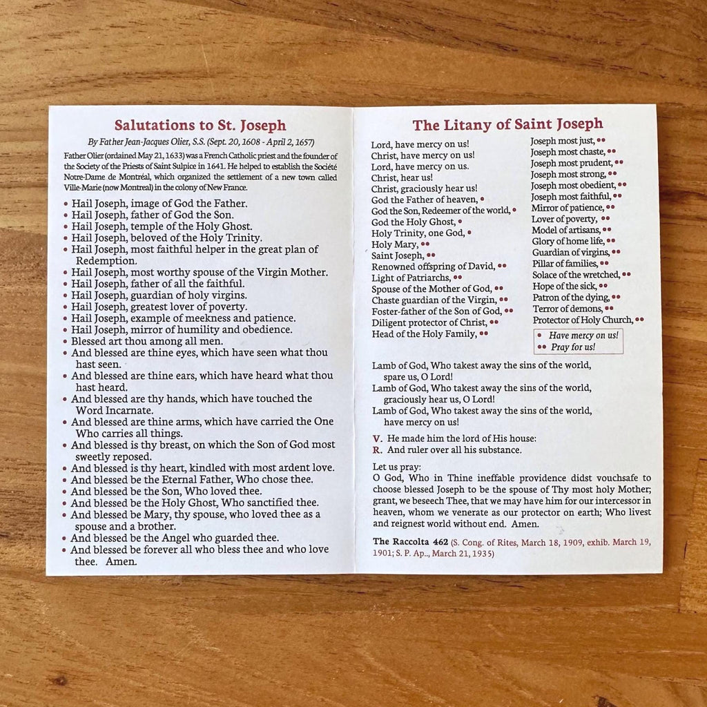 Litany of St. Joseph Prayer Card: 3 Unique Prayers (Pack of 5/10/25/50/100)