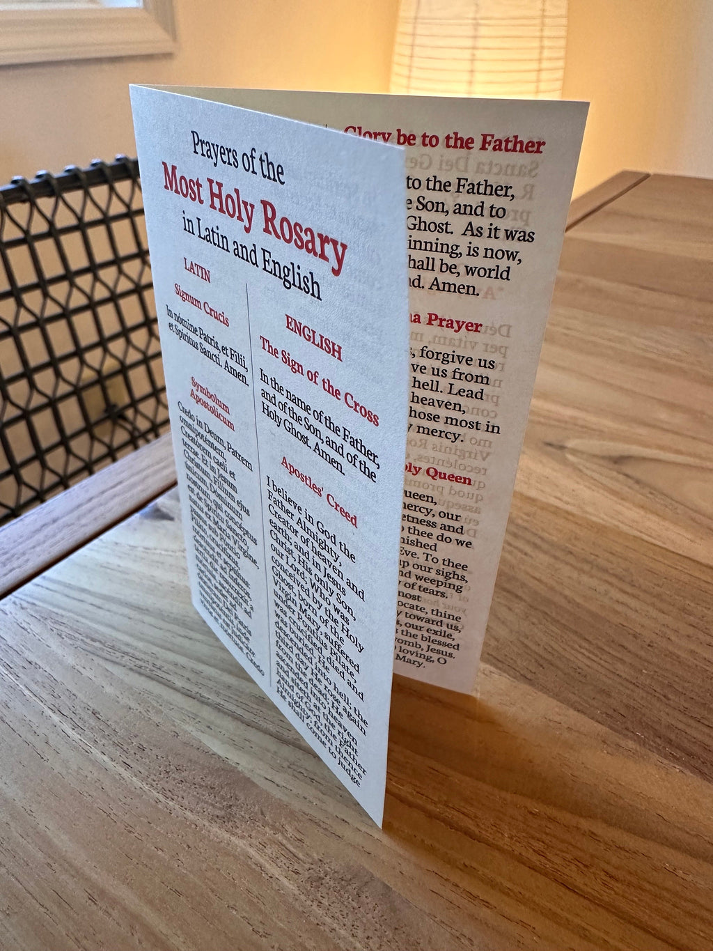 Latin English Rosary Prayers Holy Cards - Pack of 5/10/25/50/100, Catholic