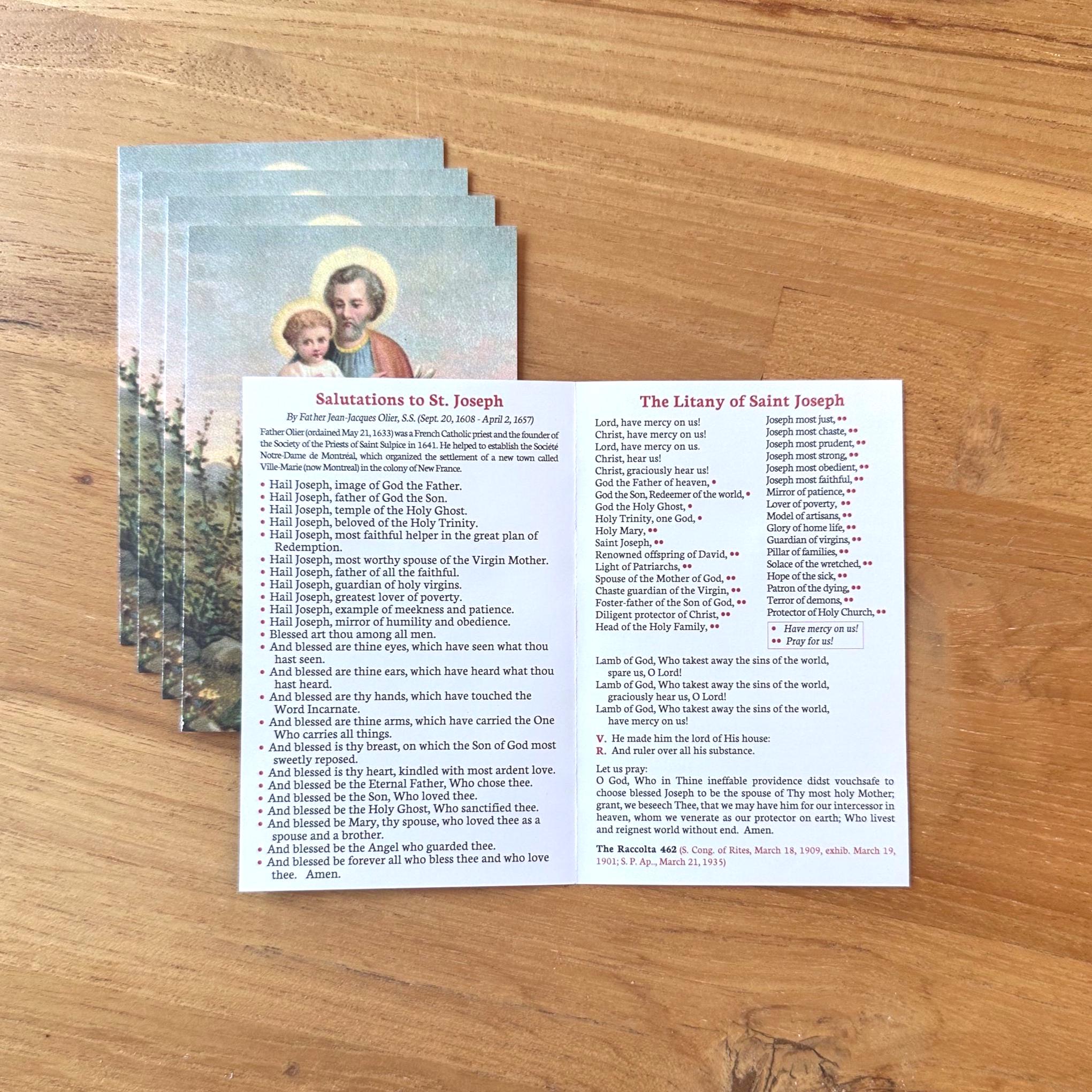 Litany of St. Joseph Prayer Card: 3 Unique Prayers (Pack of 5/10/25/50/100)